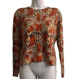 Joseph A.‎ Silk Blend Animal Print Long Sleeve Top Women's Size L